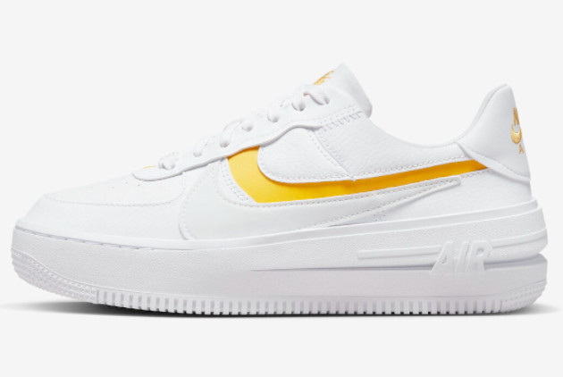 Nike Air Force 1 PLT.AF.ORM 'Yellow Ochre' White/Yellow Ochre-Summit White DJ9946-102 - Stylish and Vibrant Sneakers for Men and Women