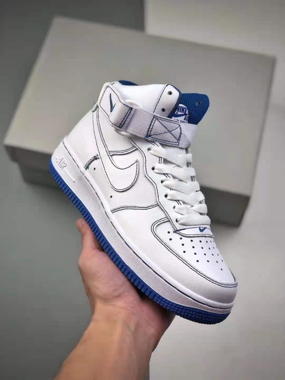 Nike Air Force 1 High White Royal Blue Contrast Stitch CV1753-101 - Classic Style with a Twist