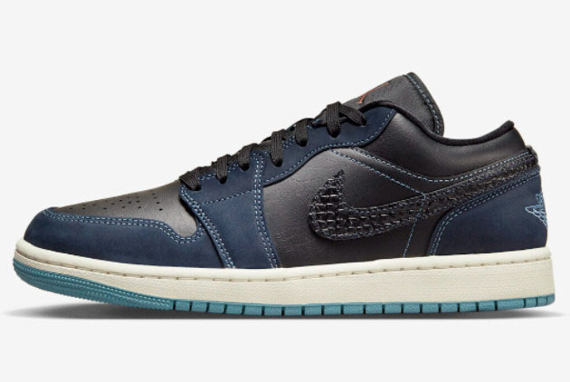 Air Jordan 1 Low Navy Black Snakeskin FJ5478-010 | Trendy Men's Sneakers
