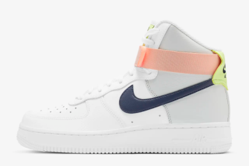 Nike Wmns Air Force 1 High White/Midnight Navy-Light Orange 334031-117 - Stylish and Versatile Sneakers