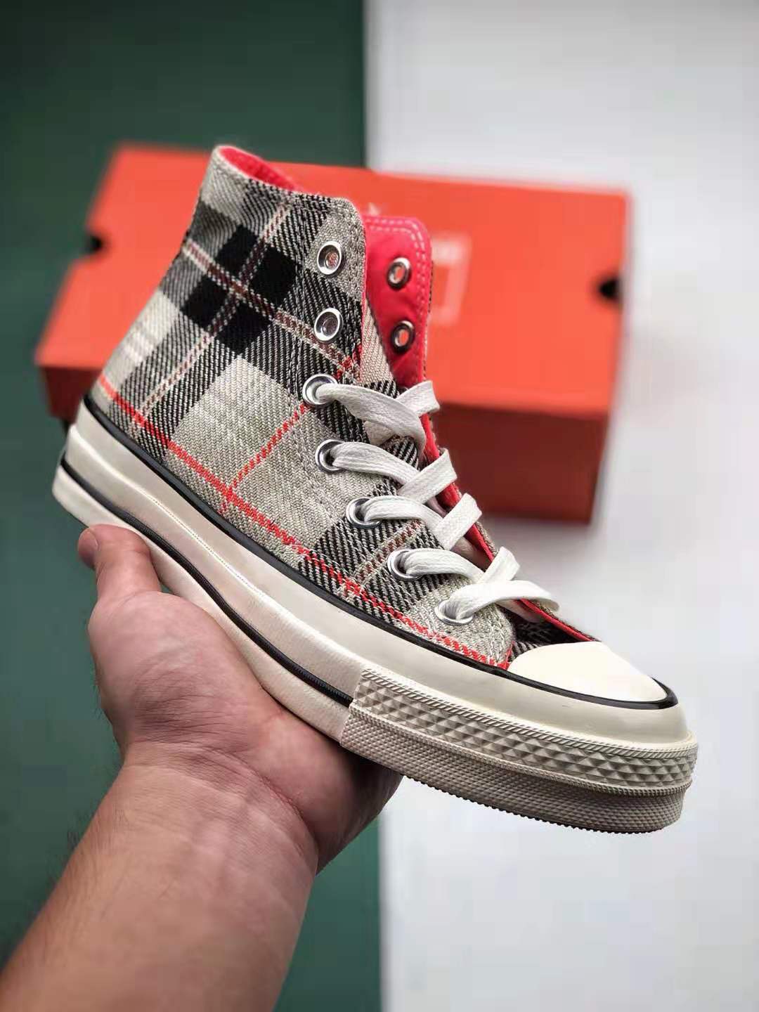 Converse Chuck Taylor All Star 70s Plaid White Red 166495C