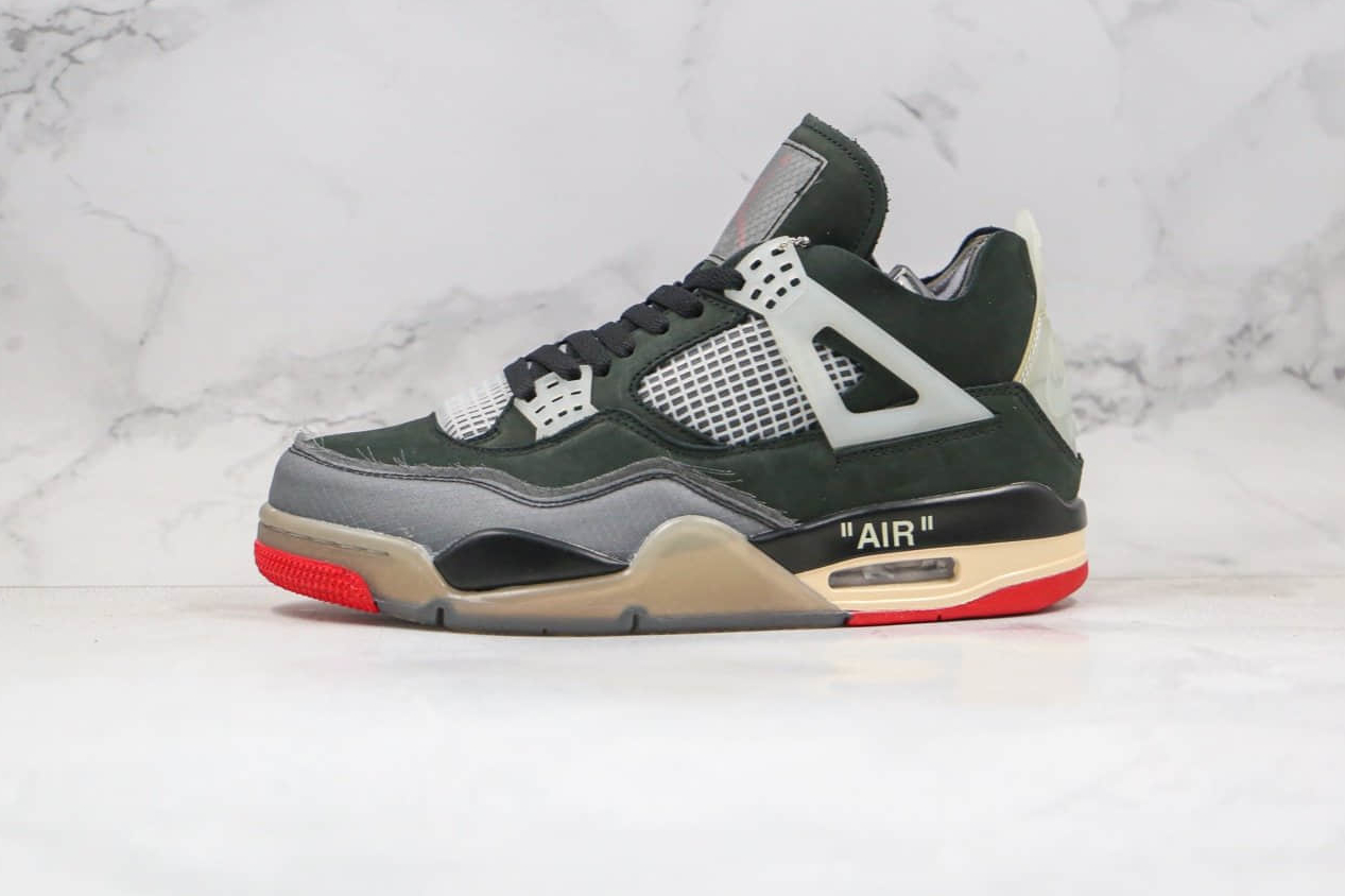 2020 Off White x Air Jordan 4 Bred Black Red Green CV9388-001