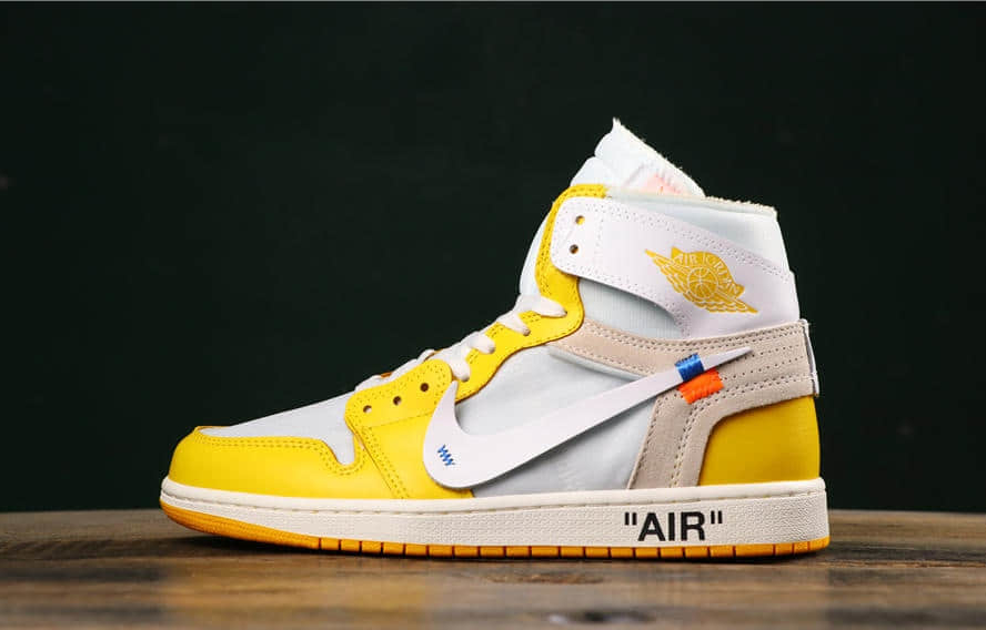 2019 Air Jordan 1 x Off White NRG White Dark Powder Yellow Cone AQ0818 149