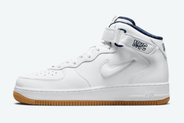 Nike Air Force 1 Mid 'NYC' White/Midnight Navy-Gum Yellow DH5622-100 - Classic Style with a NYC Twist