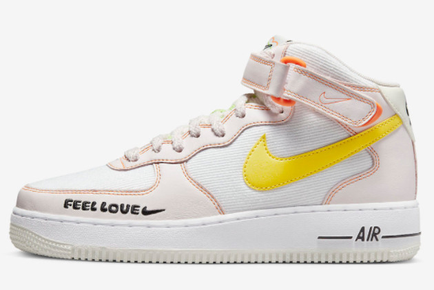 Nike Air Force 1 Mid 'Feel Love' White/Opti Yellow-Pearl Pink-Action Green-Sail-Black FD0869-100 - Vibrant Style & Optimum Comfort