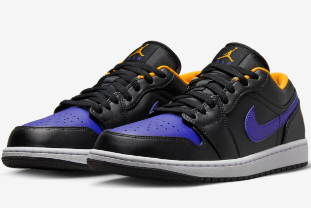 Air Jordan 1 Low 'Dark Concord' Sneakers - Black/Dark Concord-Taxi 553558-075
