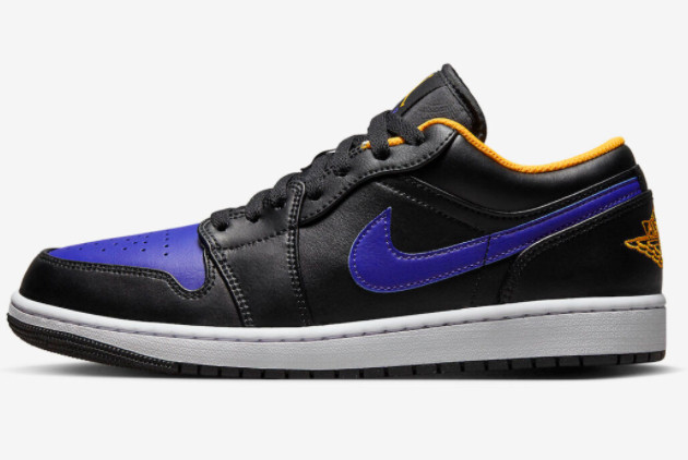 Air Jordan 1 Low 'Dark Concord' Sneakers - Black/Dark Concord-Taxi 553558-075